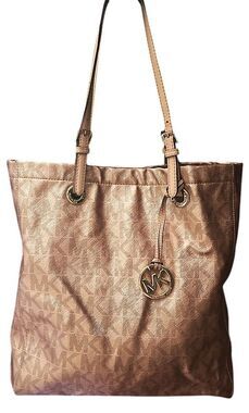 Michael Kors Signature Jet Set North South Rose Gold Large Tote